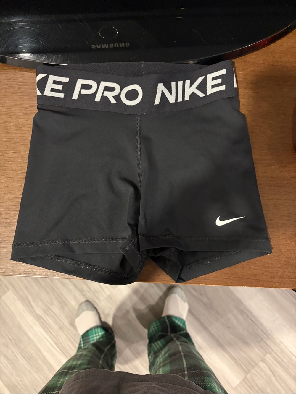 Nike Black Performance Pro Logo Elastic Waist Shorts